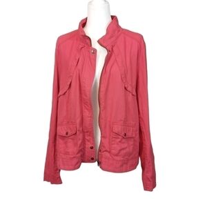 Maurices linen cotton blend zip up coral colored jacket Plus size 2X
